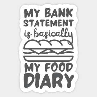 My Bank Statement Is Basically My Food Diary Sandwich Design Sticker